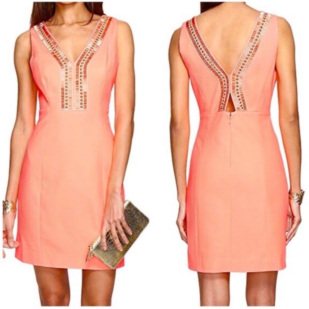 Lilly Pulitzer Eliot Dress w/ Beads Orange Size 00